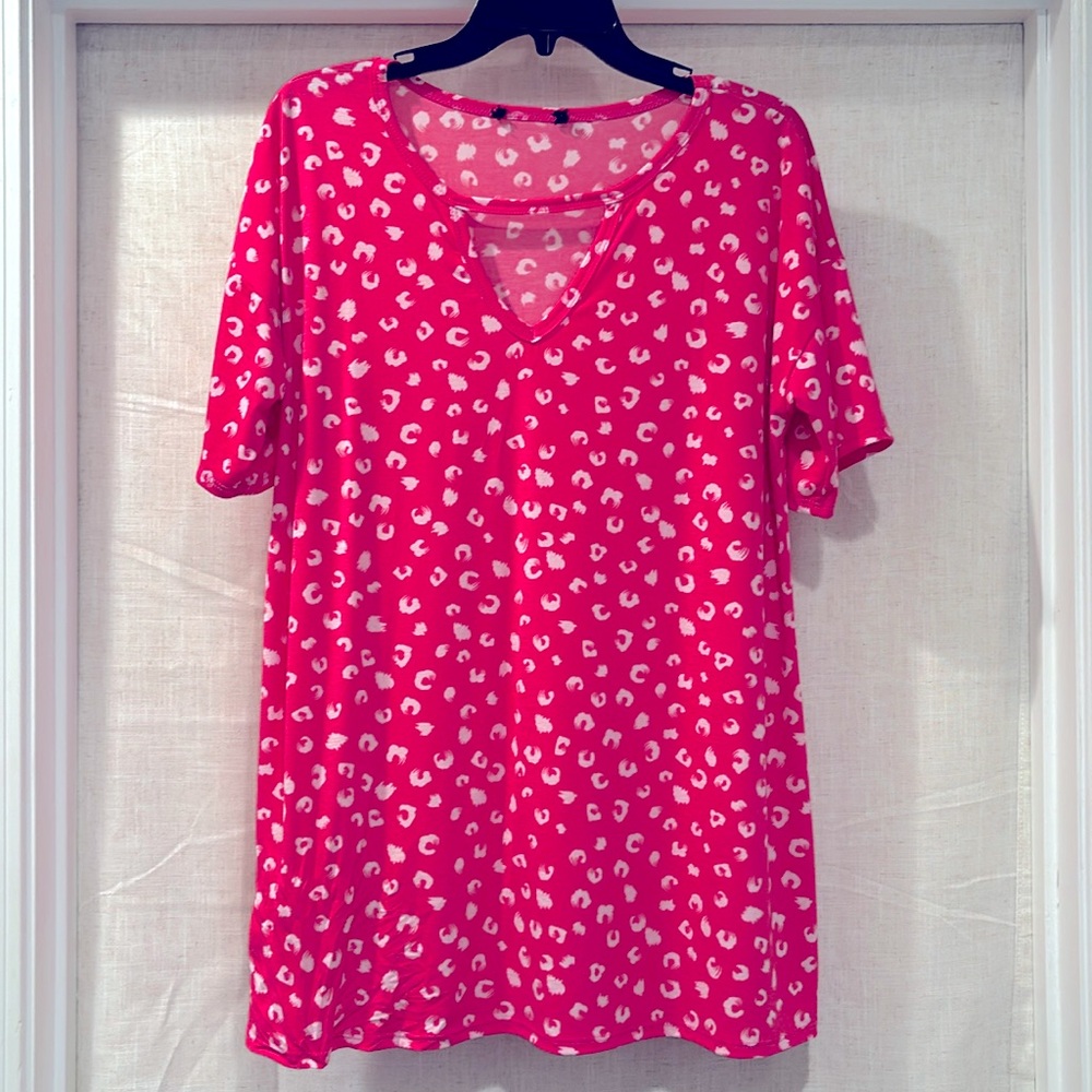 Pink/white XL top